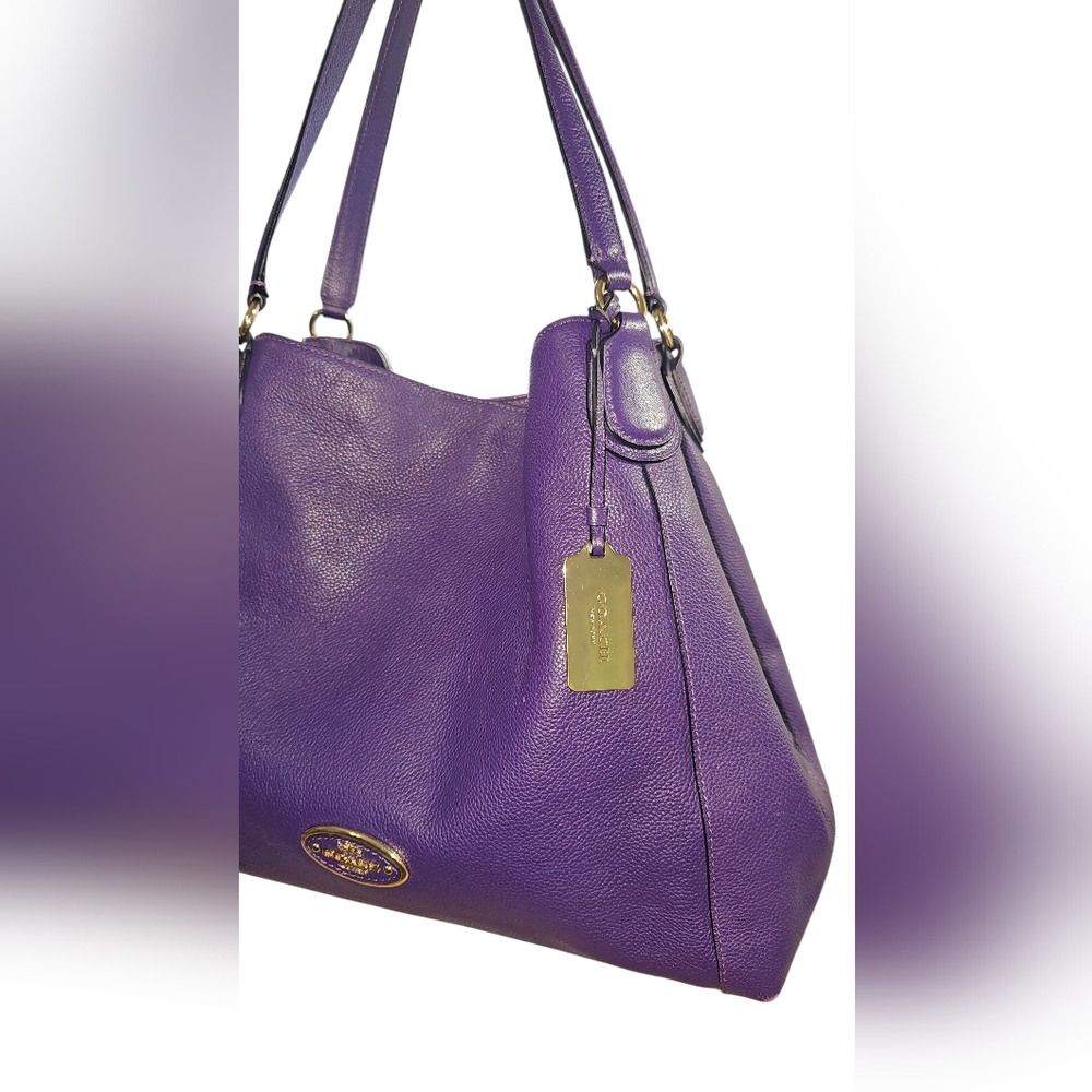 COACH Edie Vibrant Purple Shoulder Bag with Dust Bag & Pair of Twillies - Picture 3 of 15